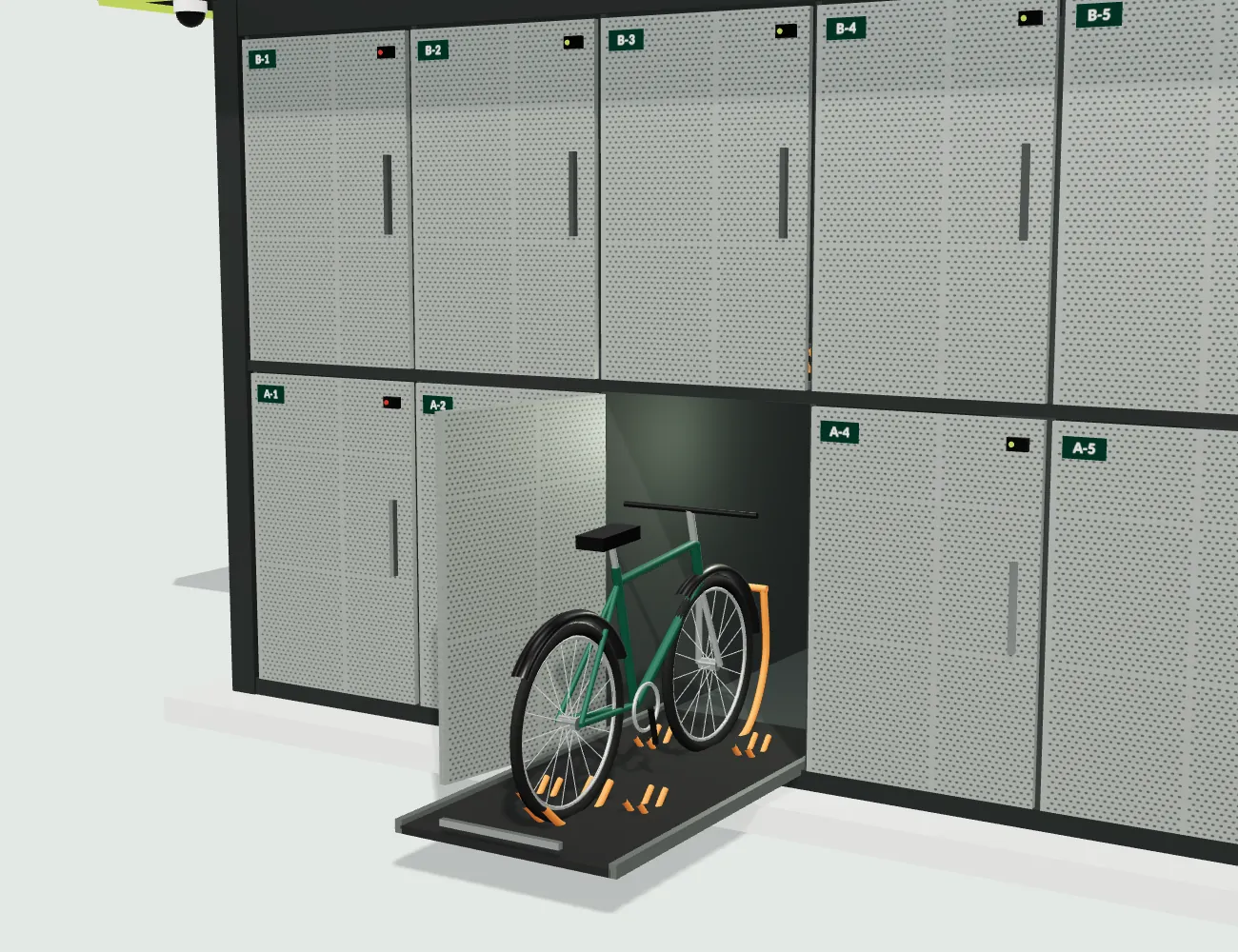 3D view of a Sergak box: pull-out floor and the selected vehicle